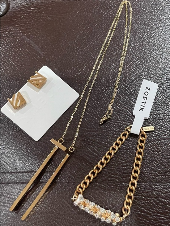 Zoetik Jewelry - Zoetik 3 piece Gold-Tone Necklace, Earring & Bracelet Set - NWT